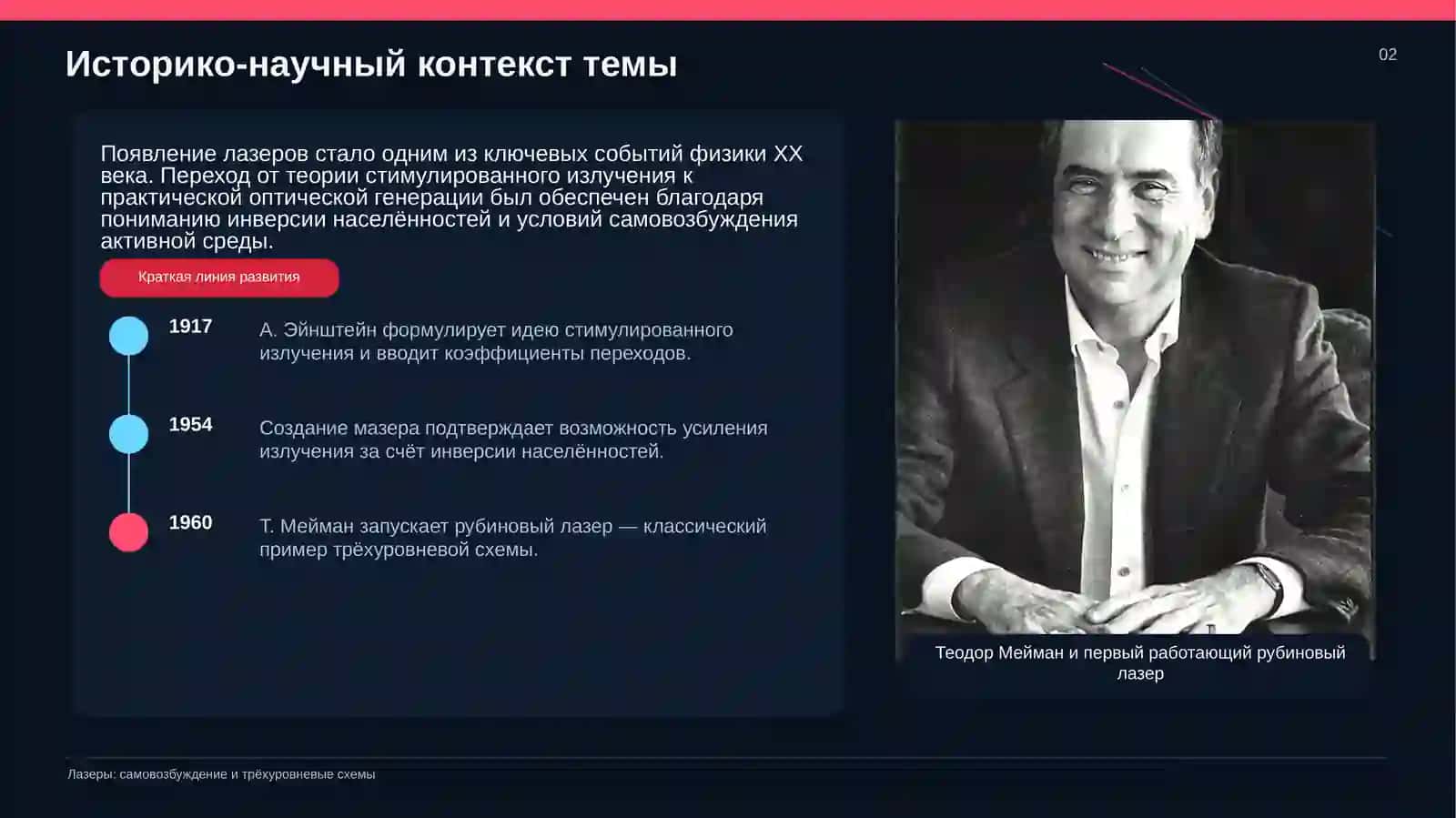 Лазеры: самовозбуждение и трёхуровневые схемы 2