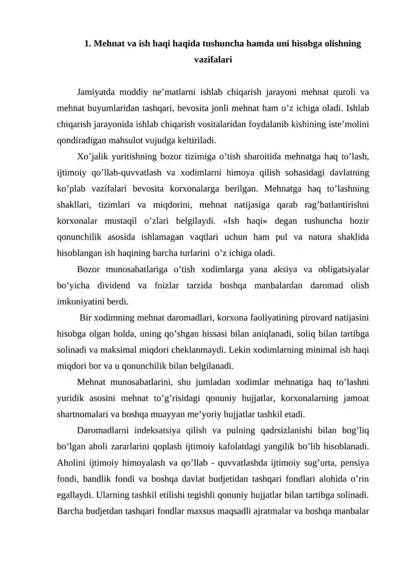 Mehnat va ish haqi haqida 2