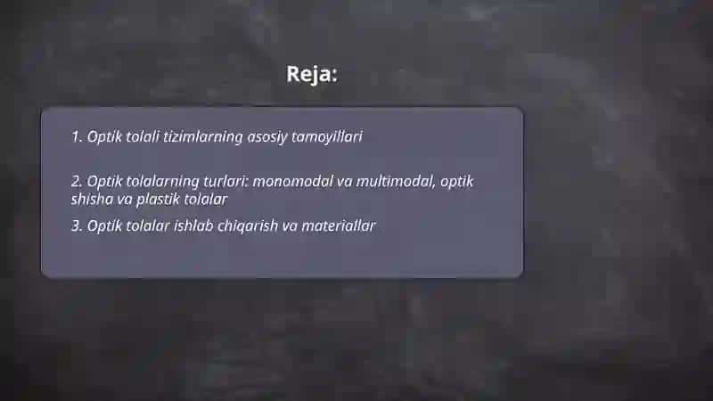 Optik tola tizimlar 2