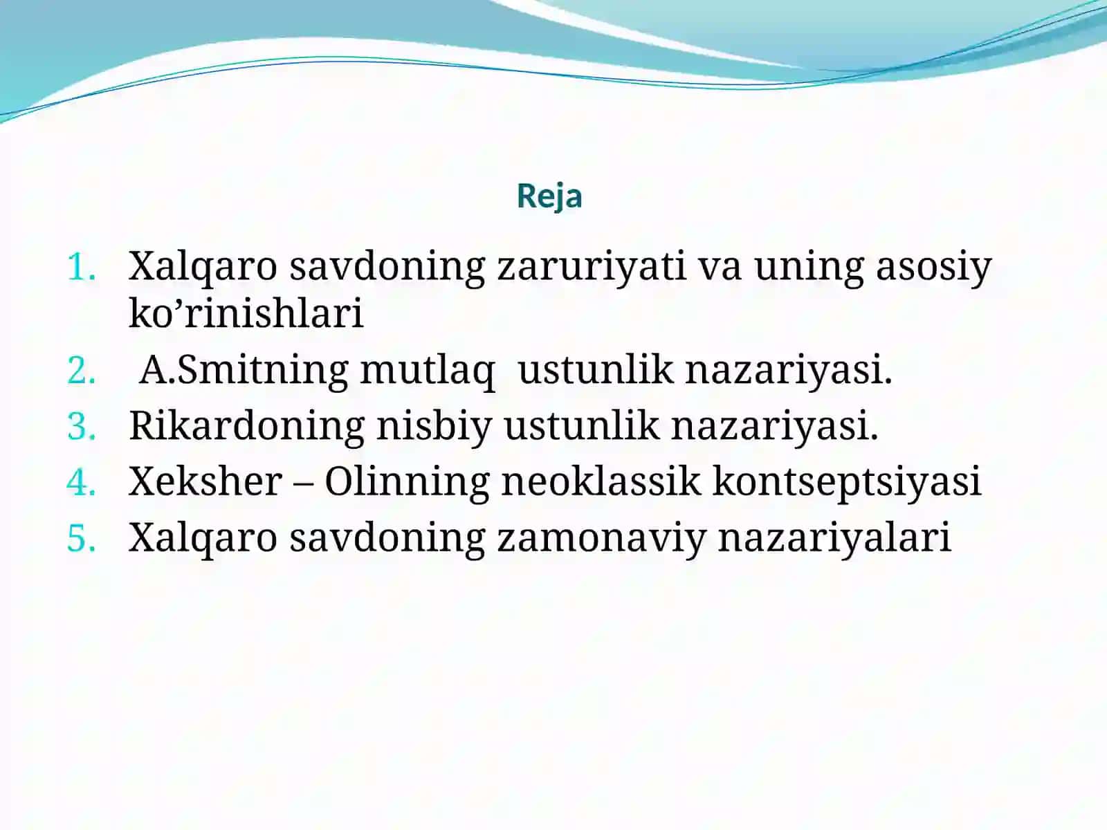 Xalqaro savdo nazariyalari 2