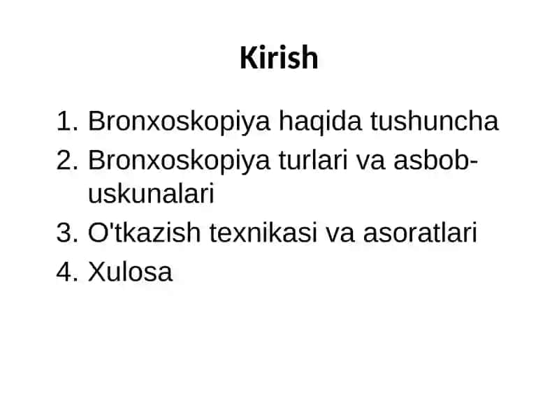 Bronxoskopiya haqida prezentatsiya 2
