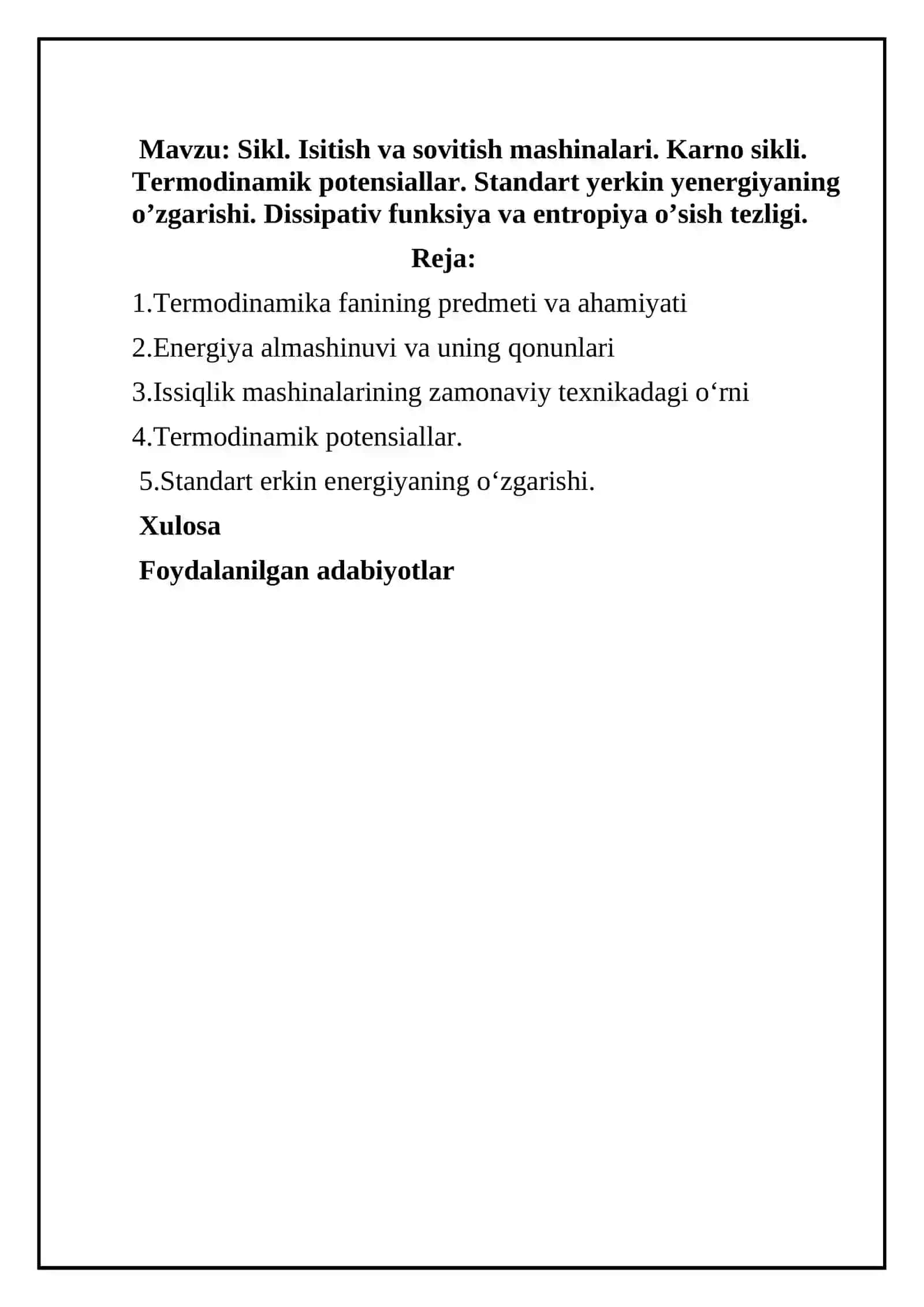 Fizika fanidan Referat 2