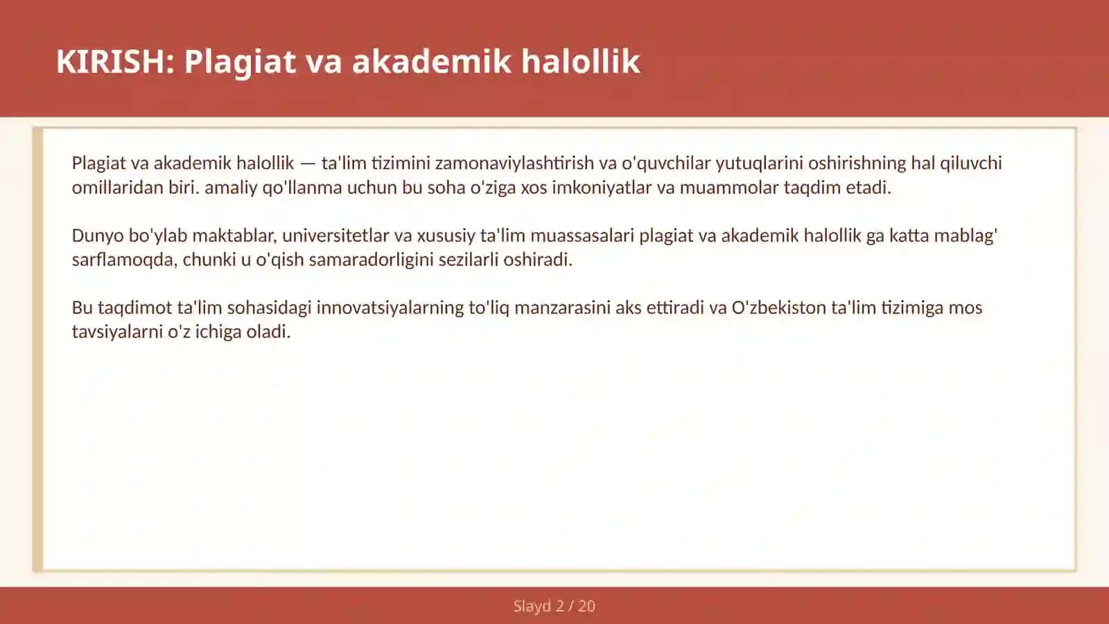 Plagiat va Akademik Halollik 2