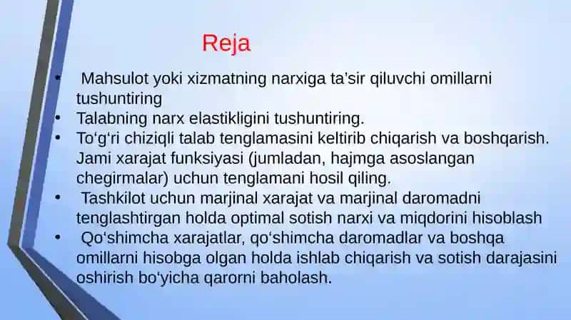 Narxlar bo‘yicha qarorlar 2