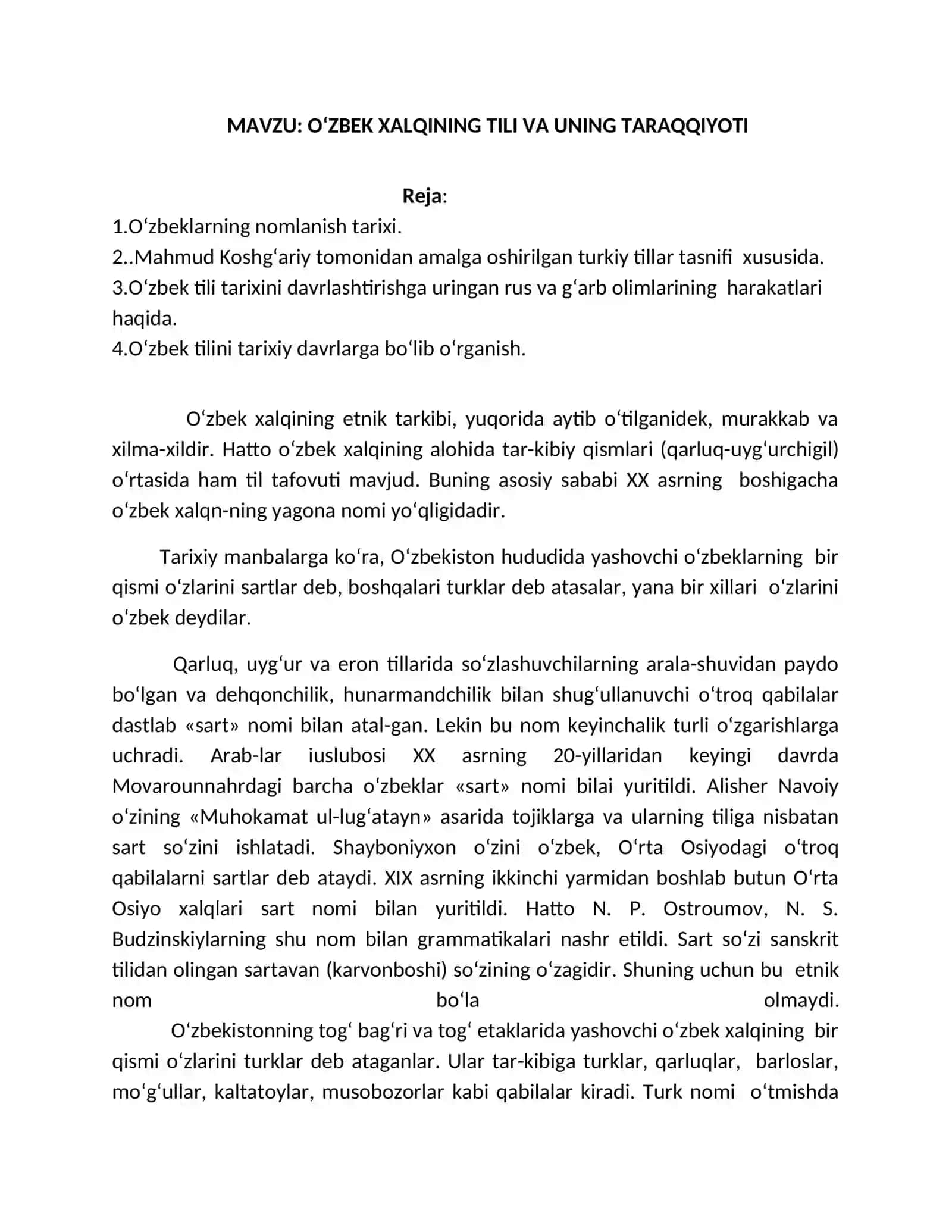 #Oʻzbek xalqining tili  va uning taraqqiyoti 2