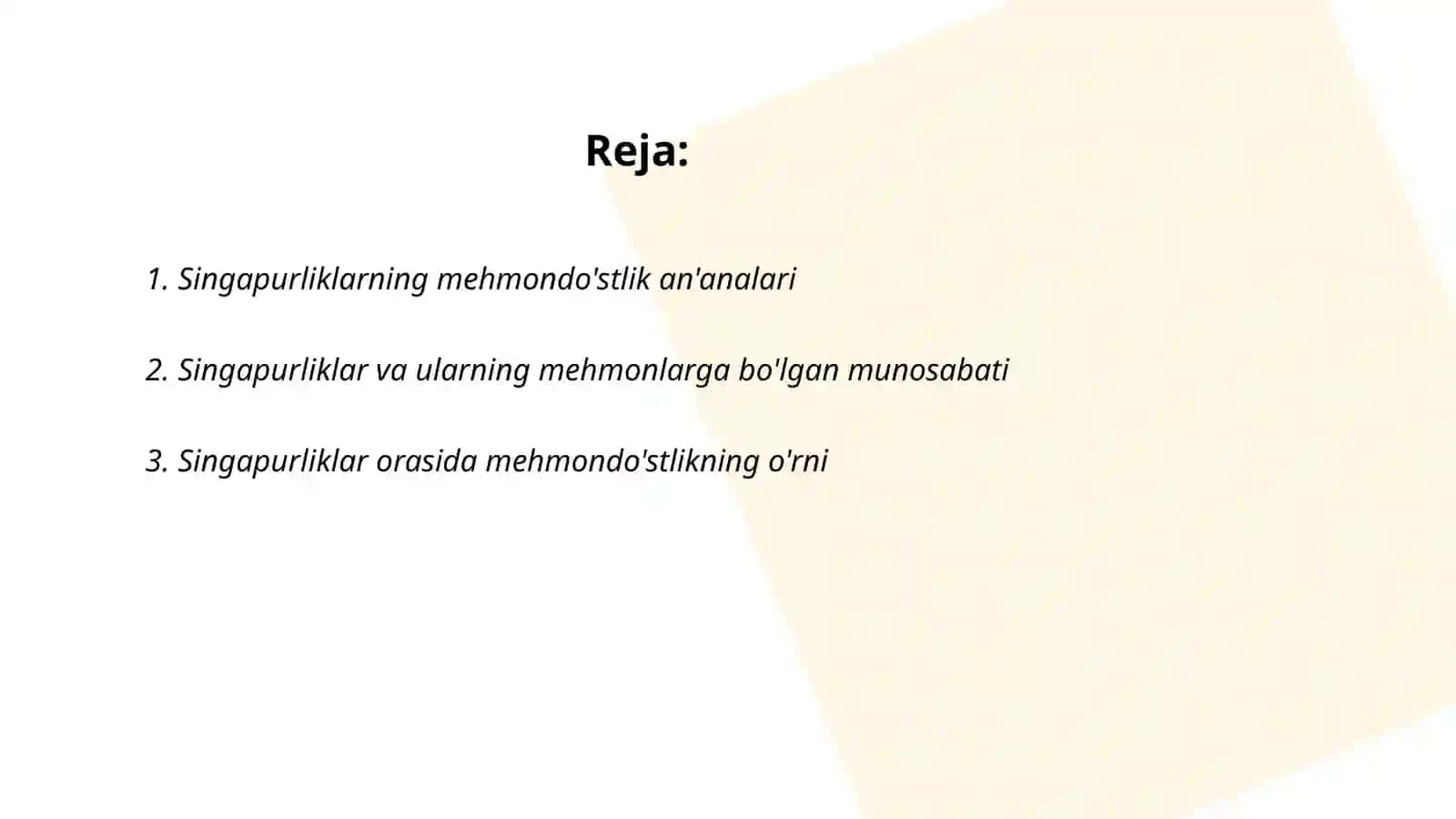 Singapurliklarning mehmondo'stlik an'analari 2