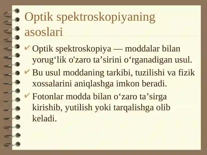 Optik spektroskopiyaning asoslari 2