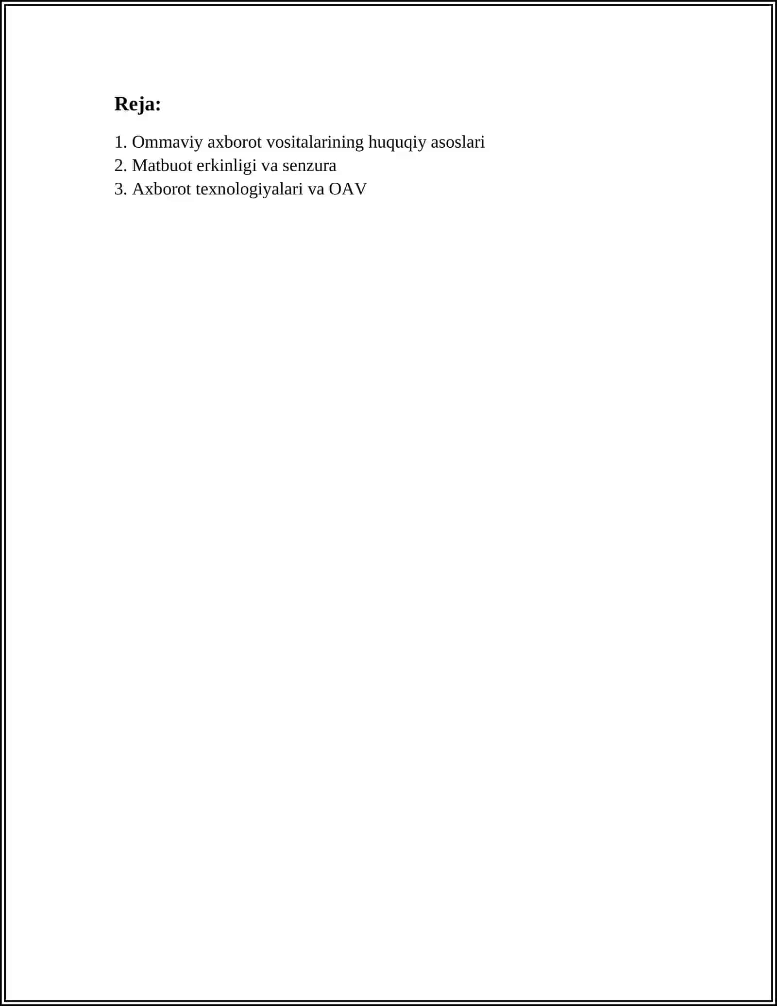 OʻZBEKISTON RESPUBLIKASIDA OMMAVIY AXBOROT VOSITALARINING FAOLIYATI 2
