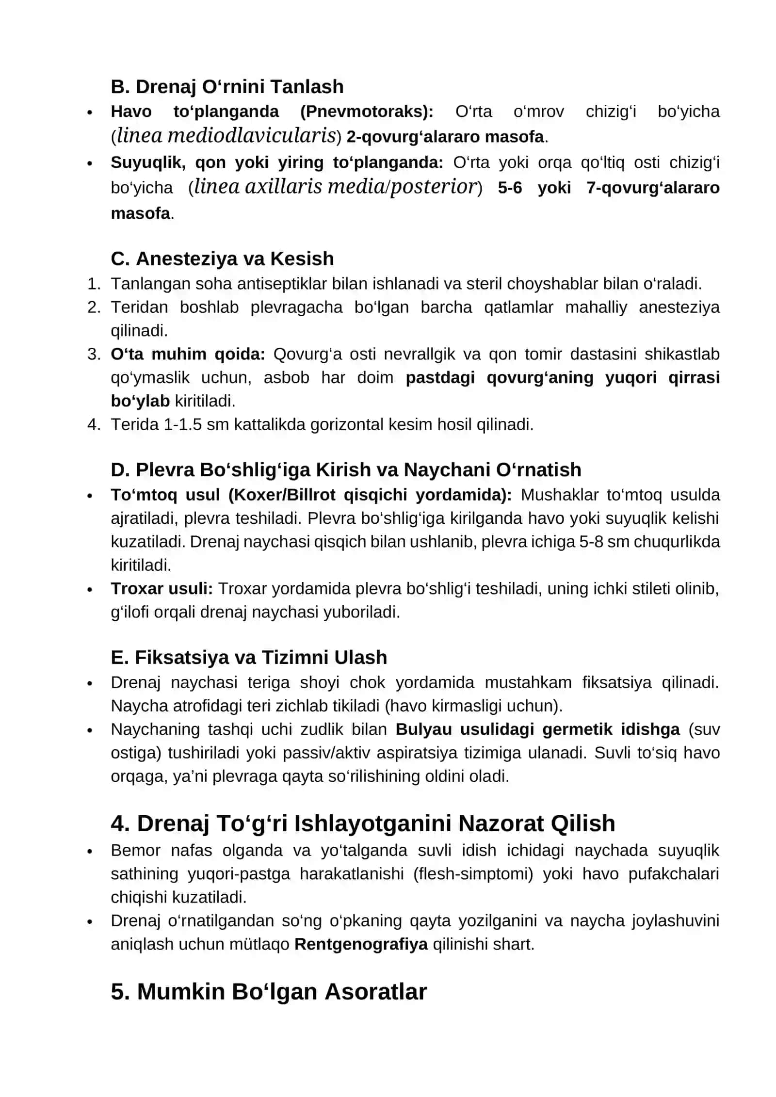 PLEVRA BO`SHLIG`INI DRENJLASH 2