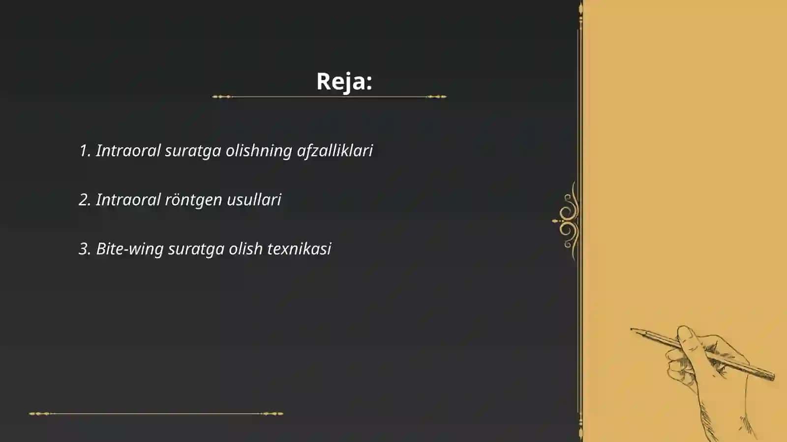 Intraorol suratga olish texnikasi va pratakoli 2