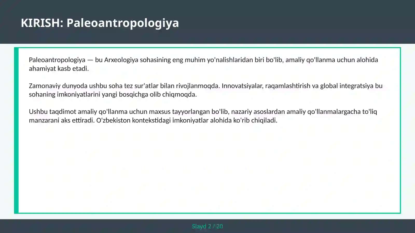 Homo sapiens — amaliy qo'llanma 2