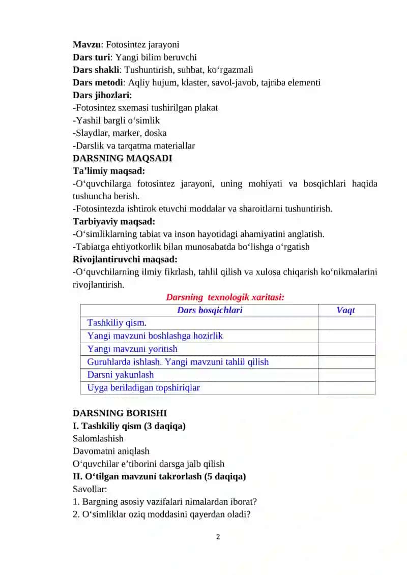 Fotosintez jarayoni 2