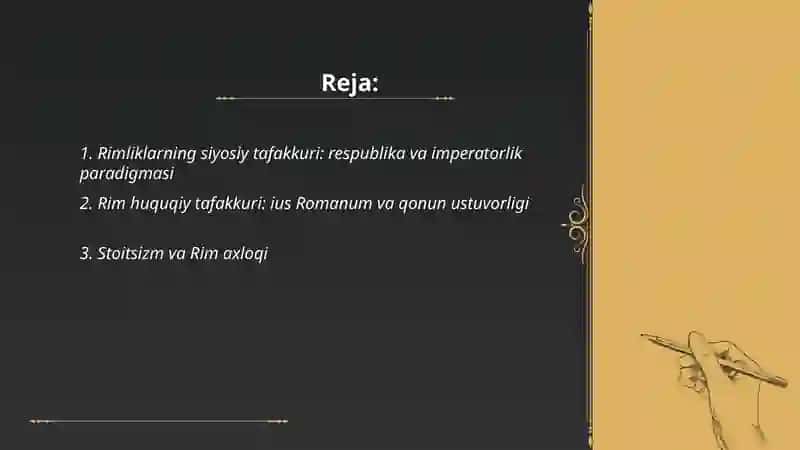 Qadimgi Rim davrining tafakkur tarzi 2