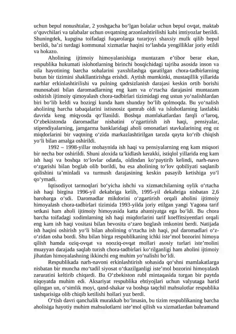 O‘zbekiston Respublikasida ijtimoiy sohadagi islohotlar. 2