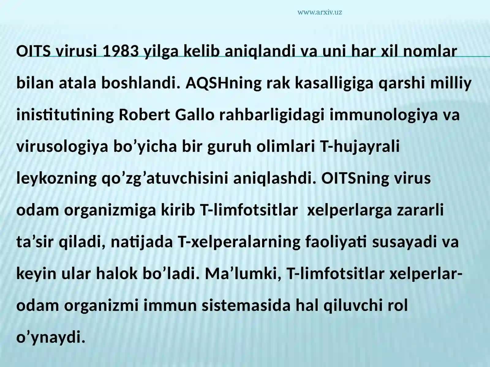 OITSning belgilari, oldini olish, davosi profilaktikasi 2