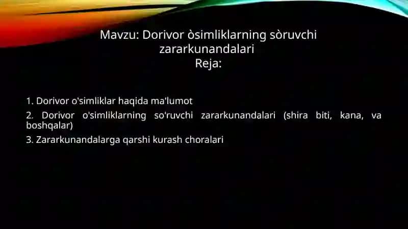 Dorivor òsimliklarning sòruvchi zararkunandalari 2