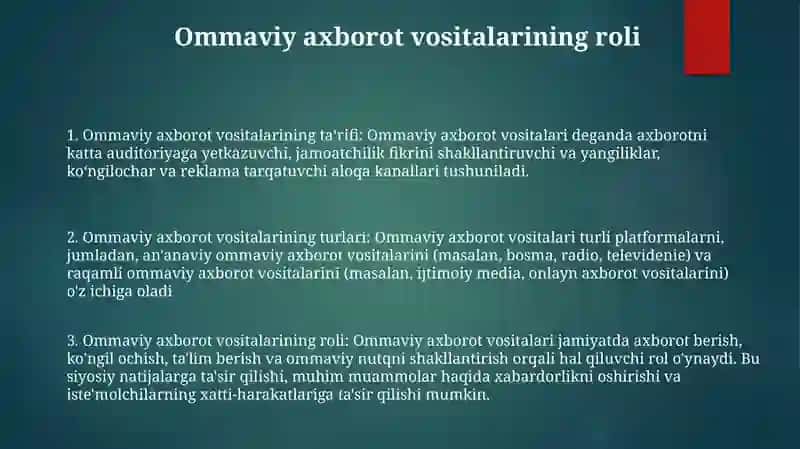 Ommaviy Axborot Vositalari Va Ularning Turlari 2