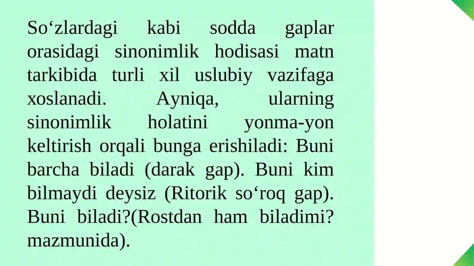 Darak, soʻroq, buyruq gaplarning uslubiy vazifalari 2
