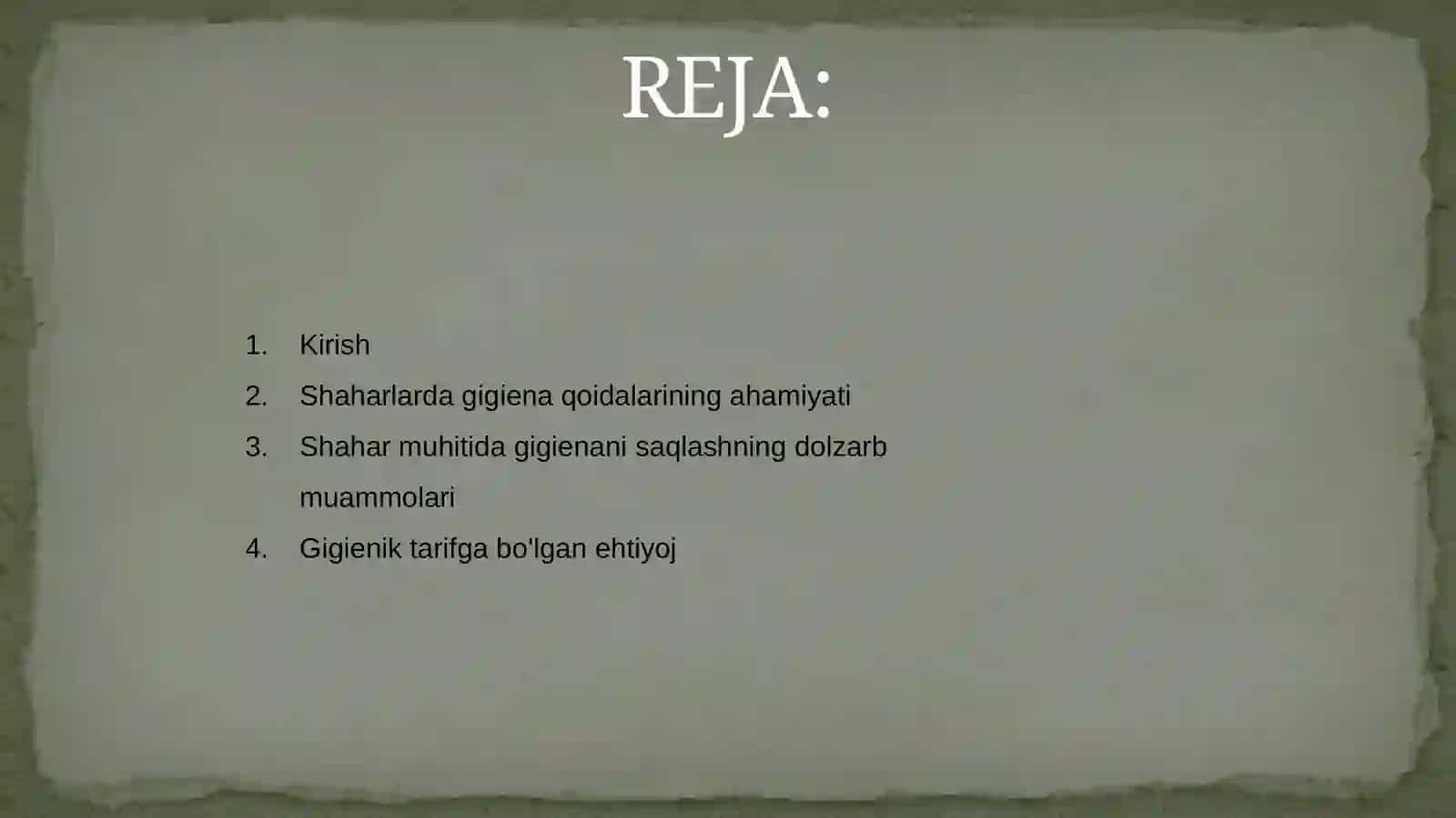Shahar muhitiga gigiyenik tarif 2
