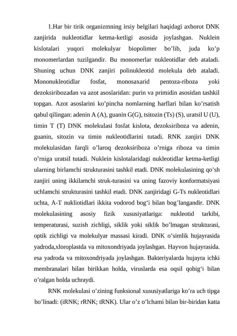Genetik jarayonlarning molekulyar mexanizmi 2
