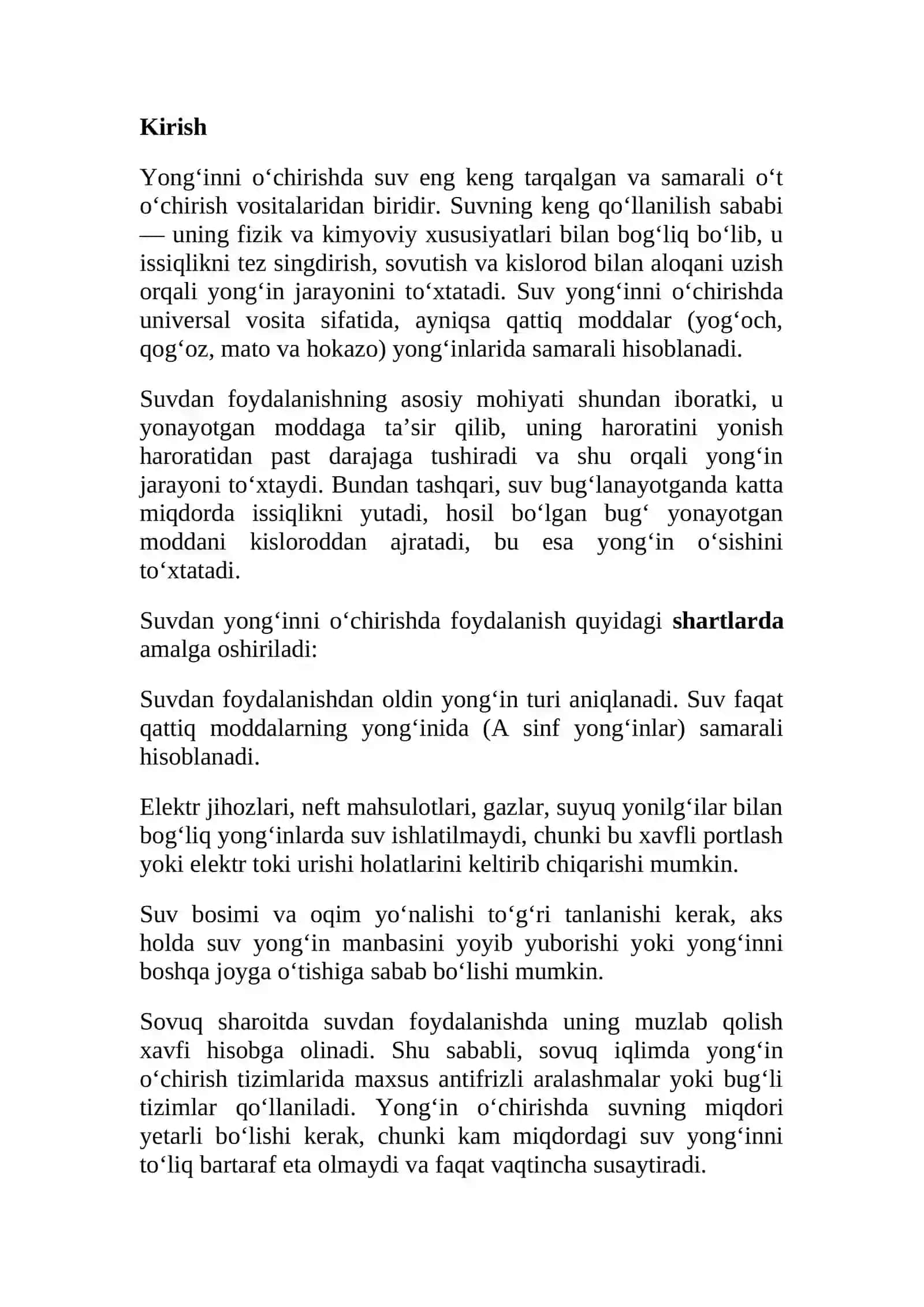 Suvning yong‘inni o‘chirishdagi xususiyatlari 2