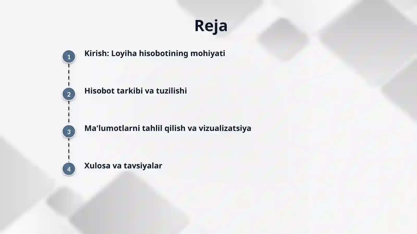 Loyihani hisobotini tayyorlash. 2