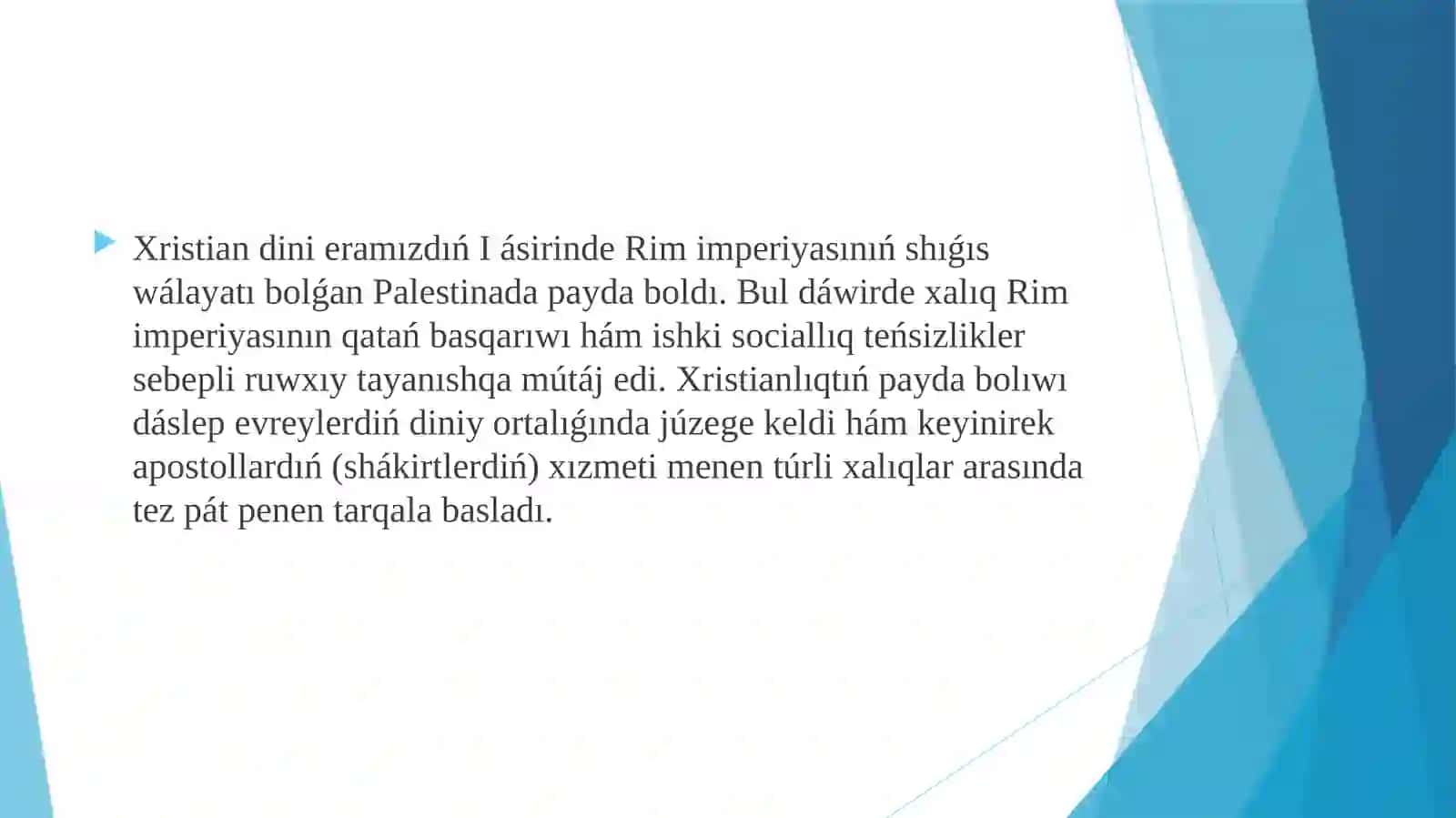 Xristianliqtin payda boliwi 2