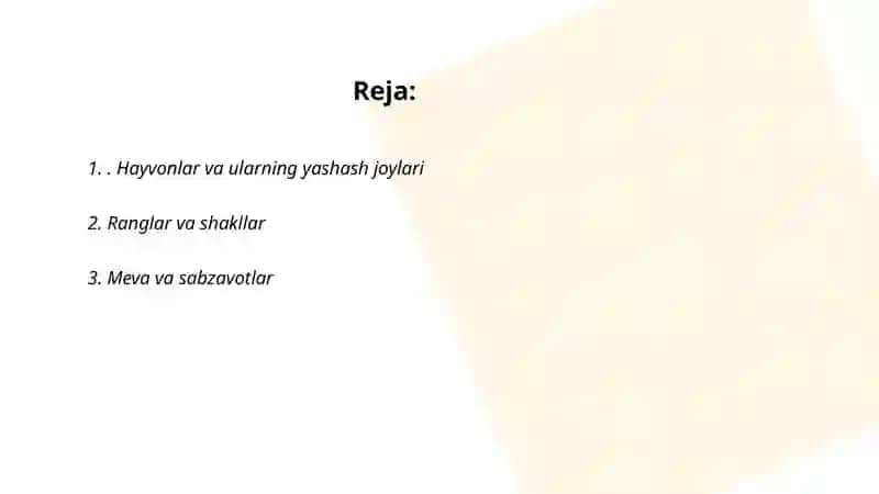 Hayvonlar va ularning yashash joylari 2