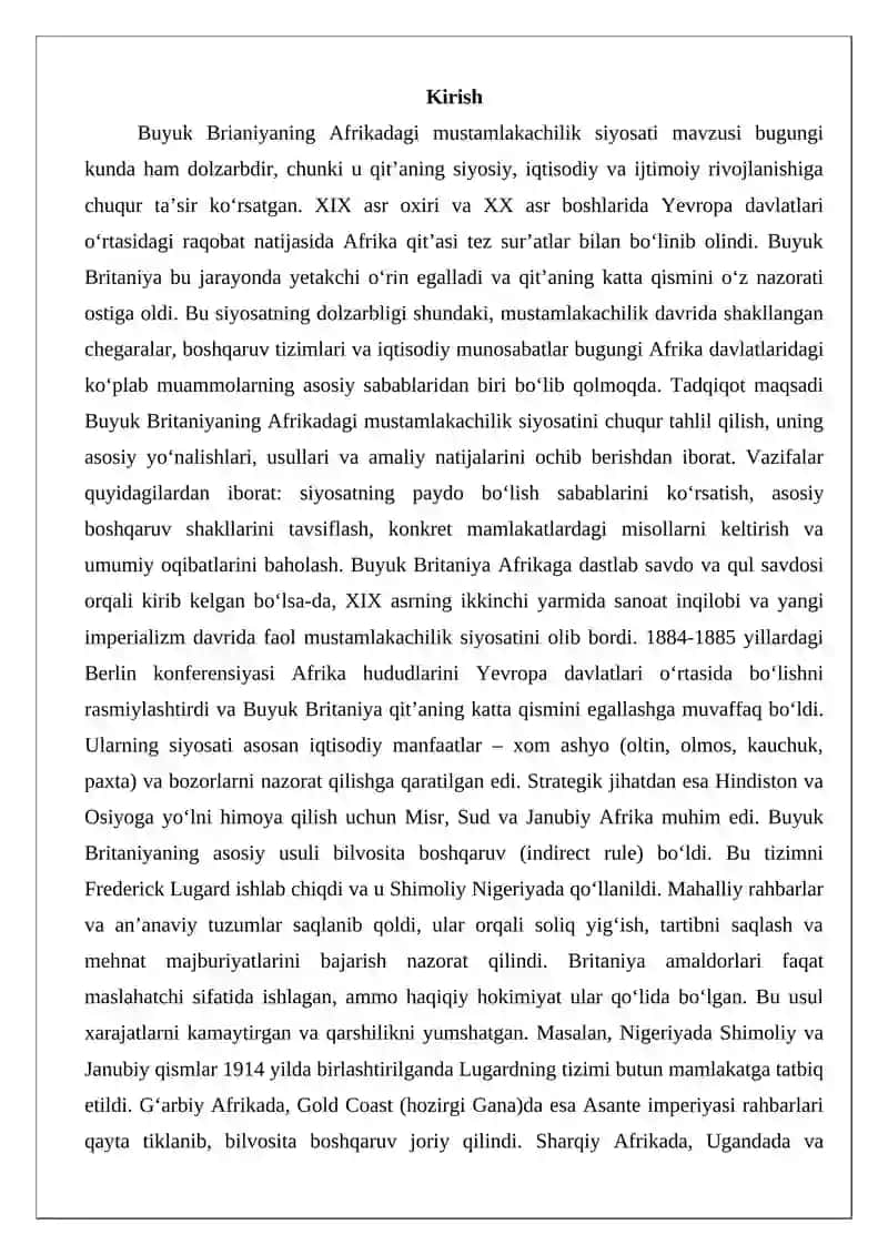 Buyuk Britaniyaning Afrikadagi mustamlakachilik siyosati 2