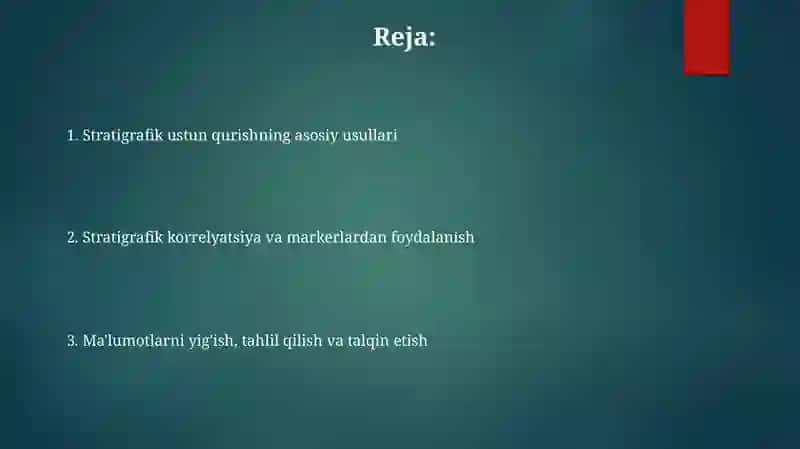 Stratigrafik ustuntuzish usullari 2