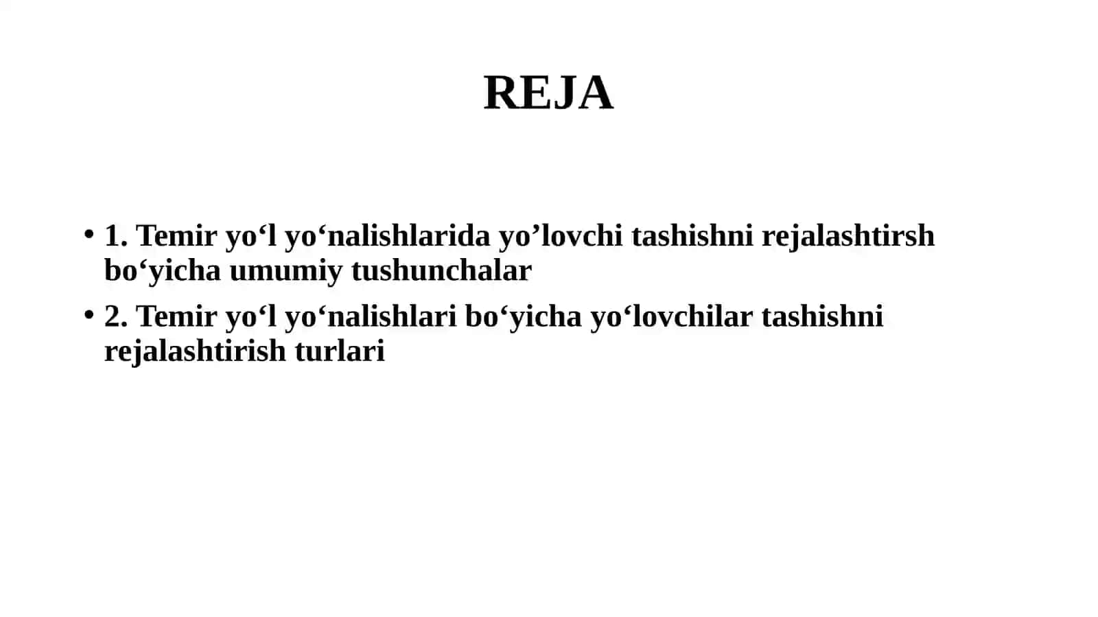 Yo'lovchi tashishni rejalaştirish 2