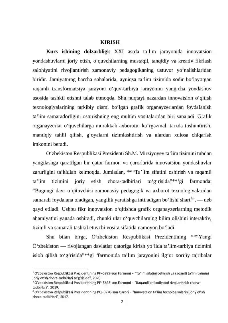 Innovatsion o‘qitishda grafik organayzerlar 2