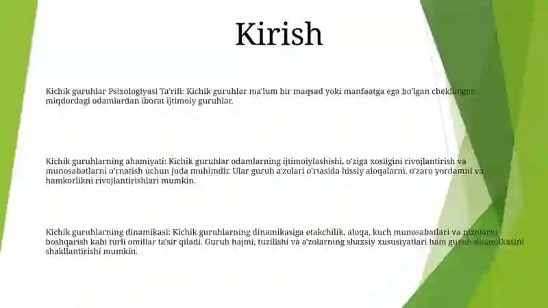Kichik Guruhlar Psixologiyasi 2