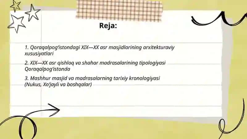 Qoraqalpog‘istondagi XIX XX asrdagi masjid va madrasalar 2