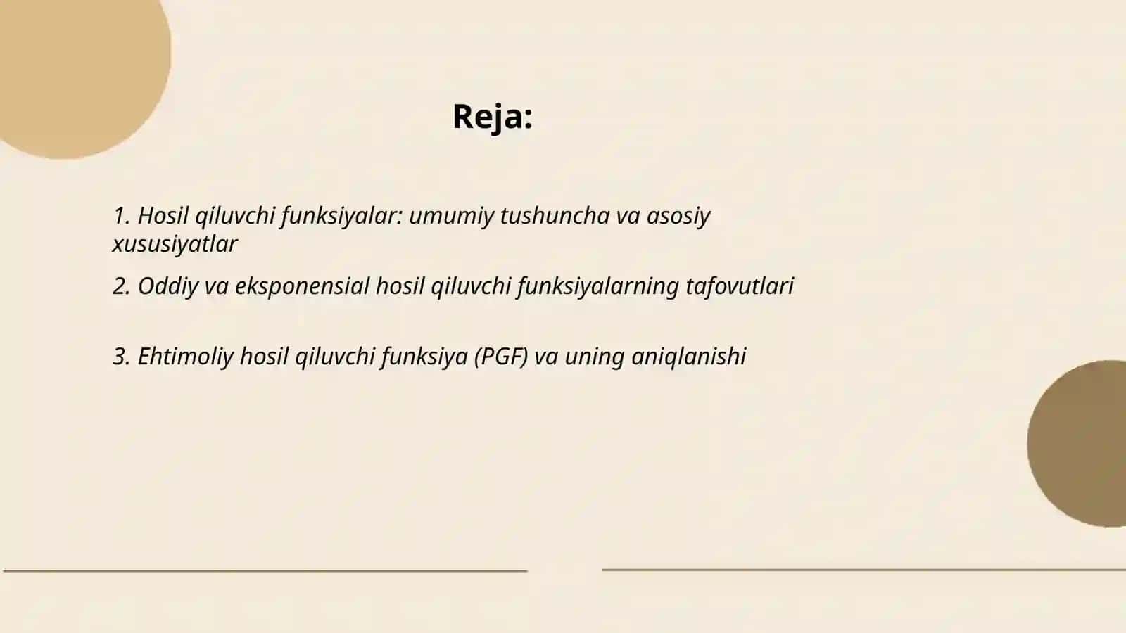Hosil qiluvchi funksiyalar. Ehtimollarning polinomial taqsimoti 2
