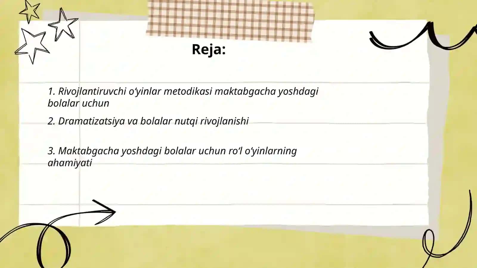 Maktabgacha yoshdagi bolalarni rivojlanishi uchun mavzuni rivojlantruvchi roʻlli oʻyinlar va dramatizatsiya muhitini yaratish 2