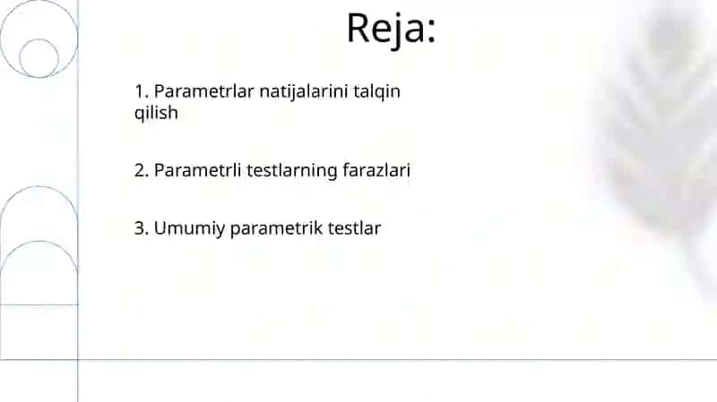 Parametrik statistik alomat tuzish usullari 2
