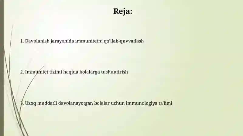 Immunalogiya uzoq muddatli davolanishda bolanlarga ta'lim 2