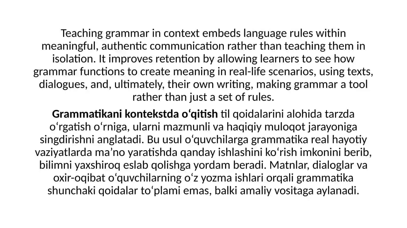 Grammatikani kontekstda o‘qitish 2