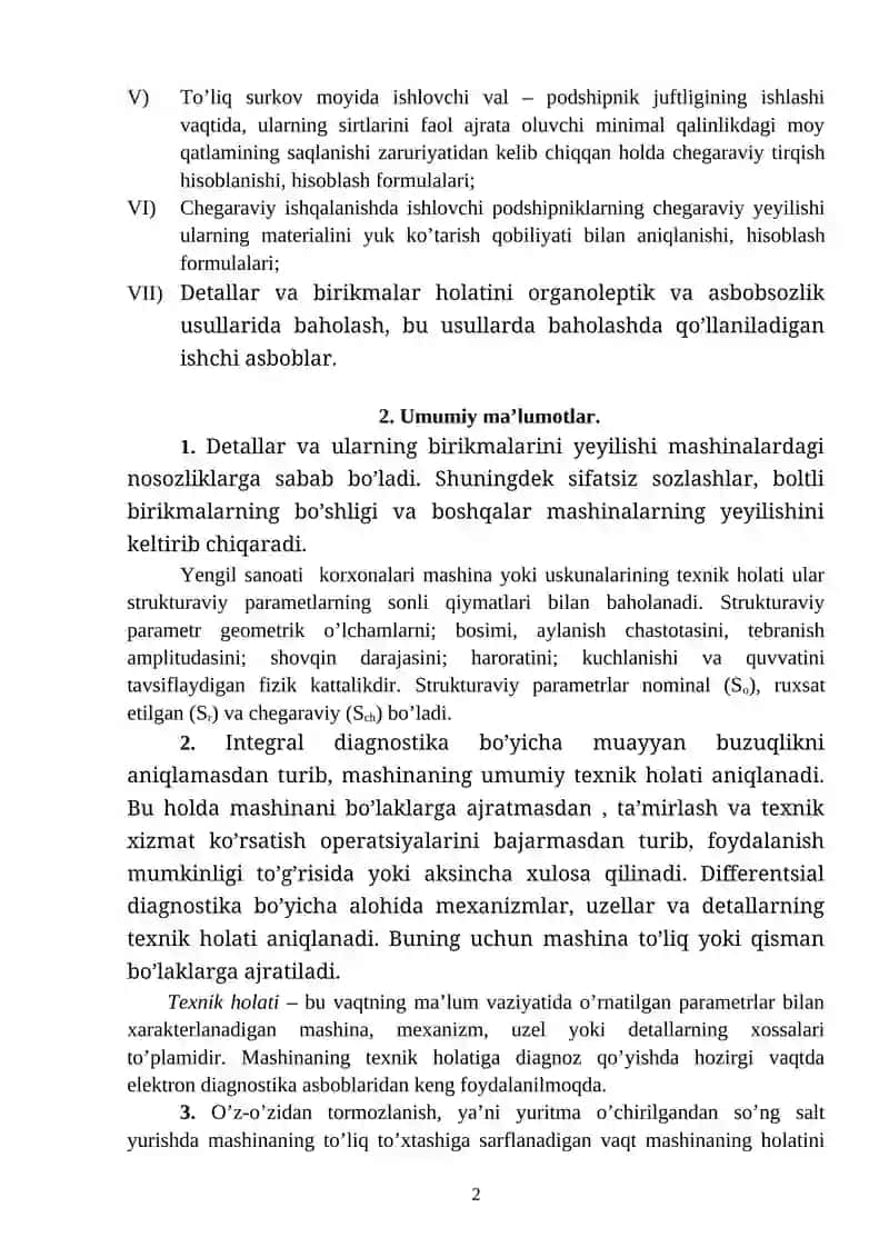 MASHINALARNING TEXNIK HOLATINI TEKSHIRISH VA NUQSONLARINI ANIQLASH 2
