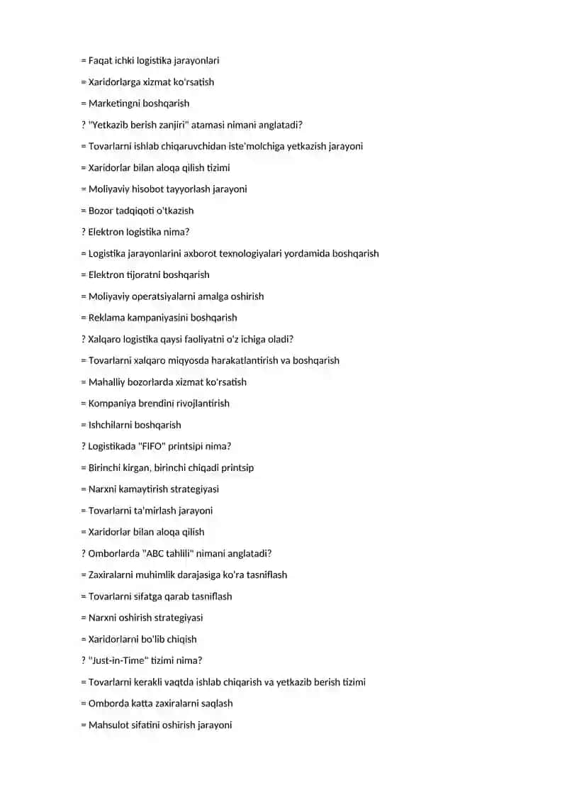 Logistika boshqaruvi nima? 2