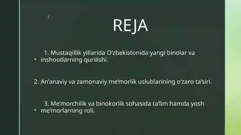 Mustaqillik yillarida binokorlik va me’morchilik 2