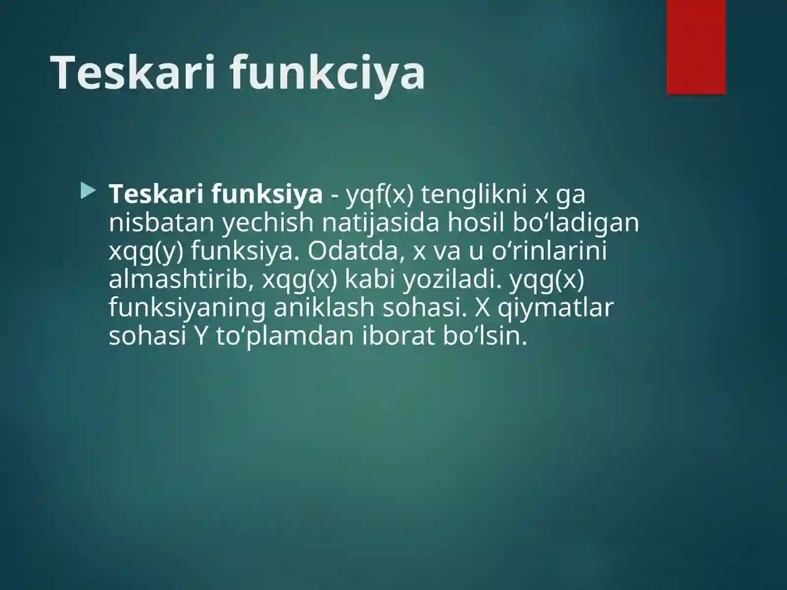 Teskari funksiya 2