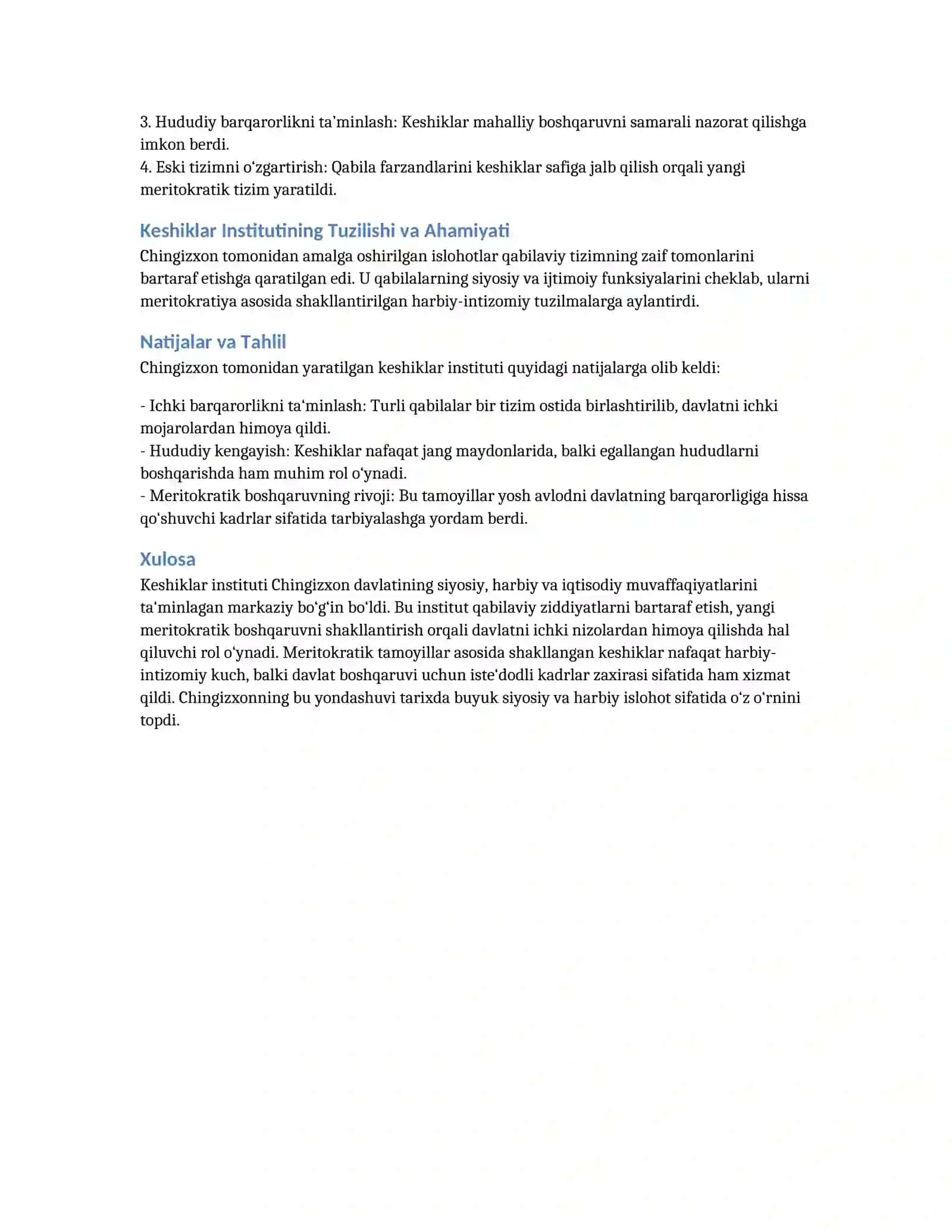Keshiklar instituti tahlili 2