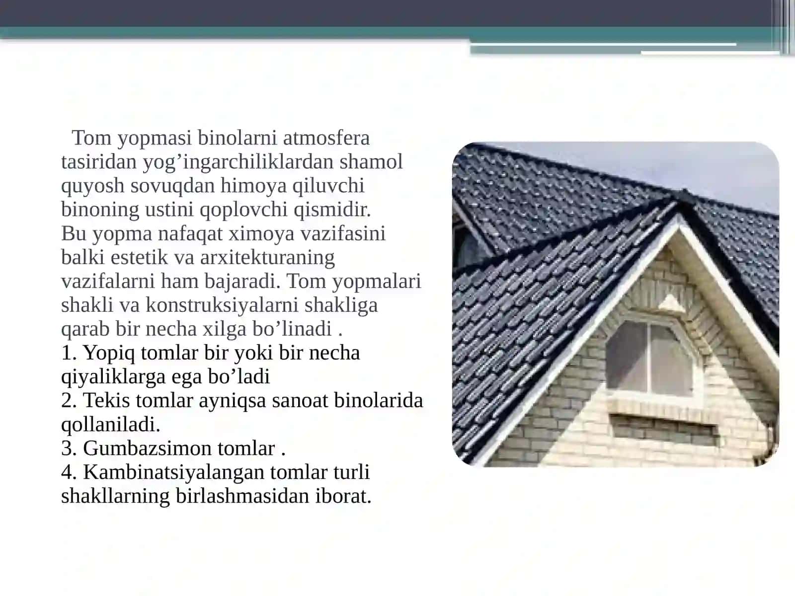 Tom yopmalari va ularga qoyiladigan asosiy talablar 2