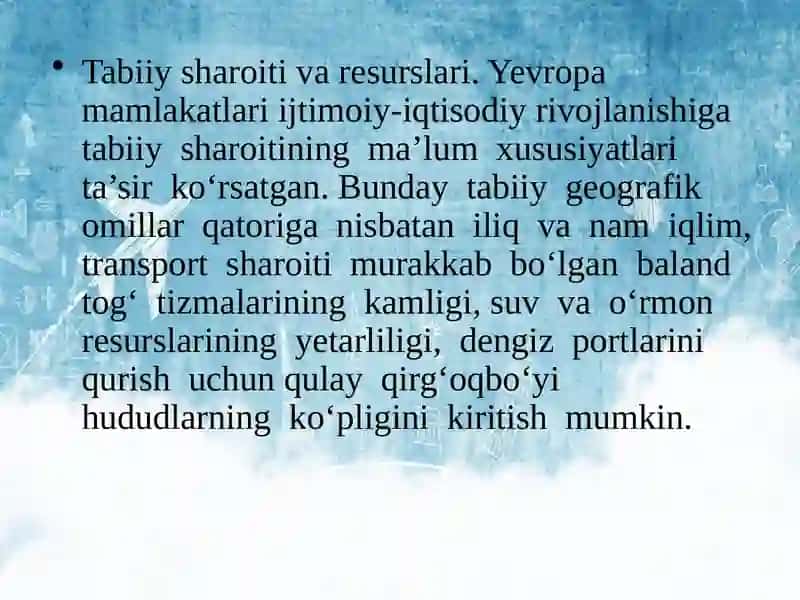Yevropaning tabiiy sharoitlari 2