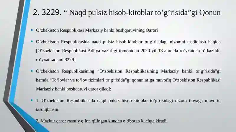 O‘zbekiston Respublikasi Markaziy bankining Qonuni 2