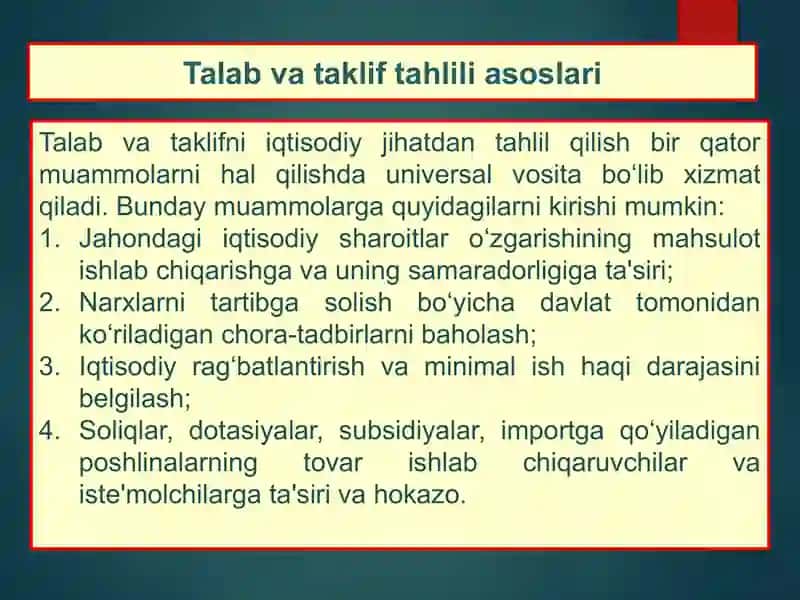 Talab va taklif tahlili 2