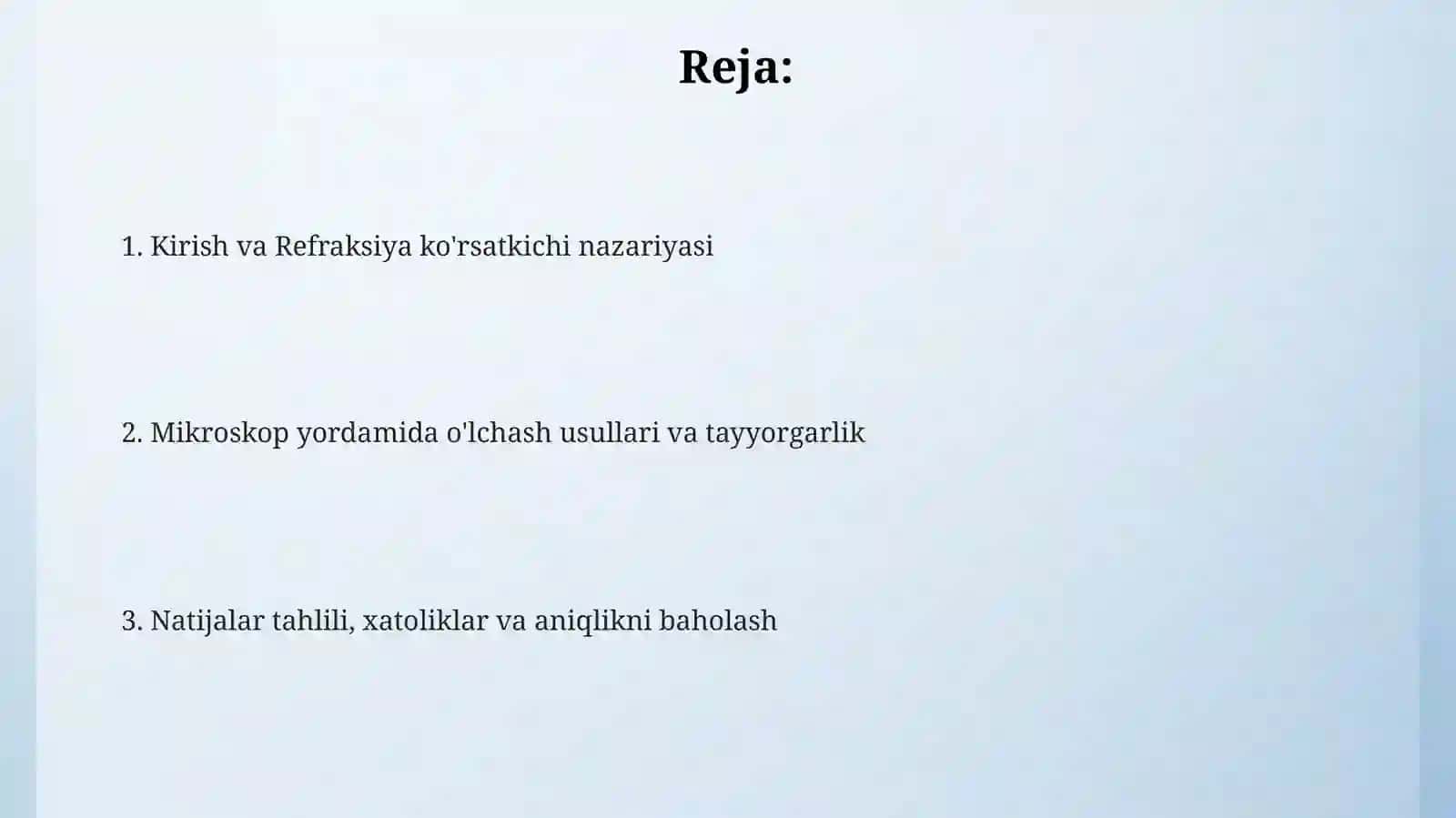 Shishaning nursindirish koeffitsiyenti mikroskopyordamida aniqlash 2