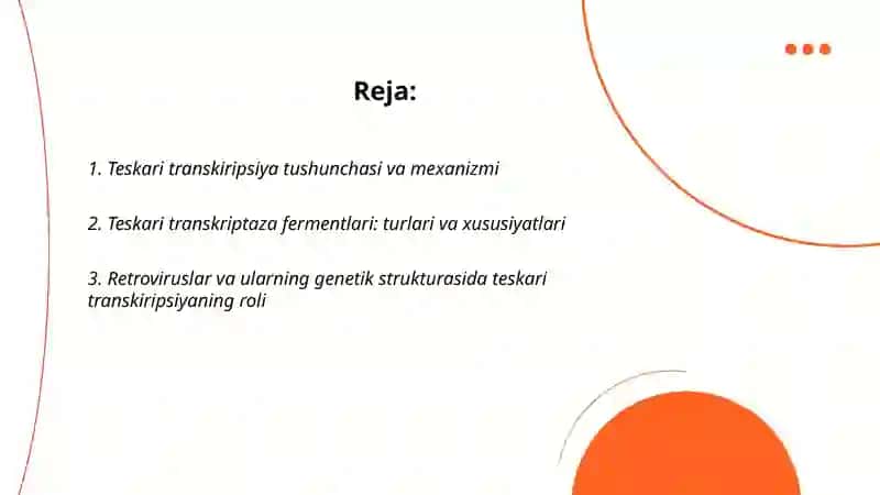 Teskari transkiripsiya.Prakariotlar va eukariotlar genlarining strukturasi 2
